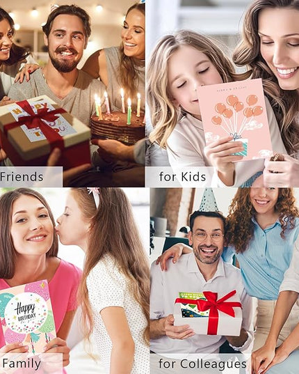 FUHITIM Birthday Cards,25 Pcs Blank Cards with Envelopes & Stickers,25 Design,4x6 Inches Happy Birthday Card,Birthday Card for Kids,Friends,Family and Colleagues