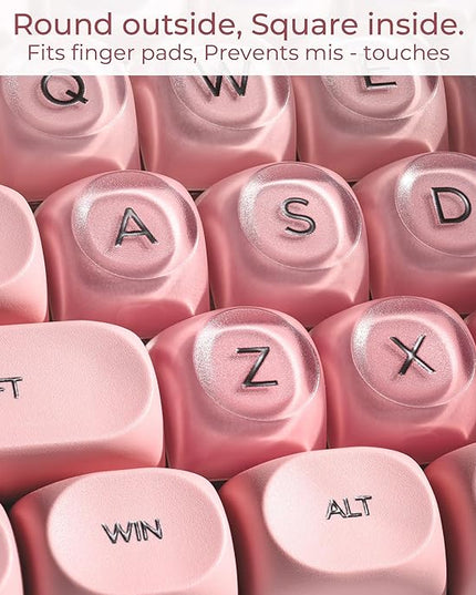 OHY PBT Keycaps, XVX Pink Jelly HOA Profile Key Cap, 132-Key Cute Custom Keycaps (for Mechanical Keyboards with Cherry/Gateron MX Switches)-Blush Pink