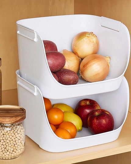 YouCopia ShelfBin Stacking Pantry Bins, 2-Pack, Stackable Storage Basket Organizers for Kitchen and Cabinet Organization