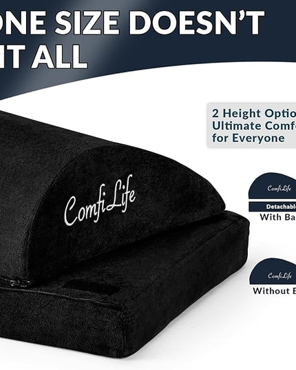 ComfiLife Foot Rest for Under Desk at Work – Adjustable Desk FootRest for Office Chair, Gaming Accessories – Ergonomic Teardrop Design for Back, Hip & Leg Pain Relief – 100% Memory Foam (Black)