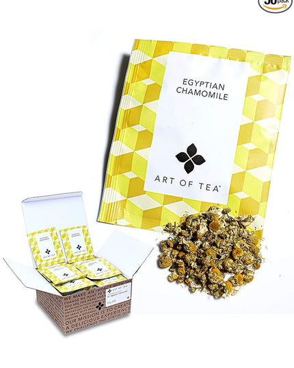 Art of Tea | Organic Egyptian Chamomile Tea Bags - Caffeine Free Herbal Teas | 50 Eco Friendly Pyramid Tea Bag Sachets | Chamomile Tea Organic Naturally Decaf Tea bags