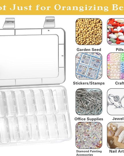 Mathtoxyz Small Bead Organizers, 45 Pieces Plastic Storage Cases Mini Clear Bead Storage Containers Transparent Boxes with Hinged Lid and Rectangle Clear Craft Supply Case