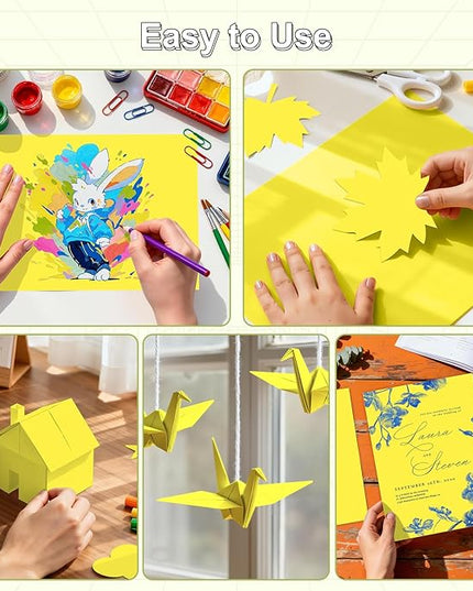 40 Sheets Cardstock 8.5x11, 65lb Lemon Yellow Card Stock, Construction Paper, 180gsm Thick Printer Paper for Printing, Painting, Card Making, Kids School Supplies,Party Decorations