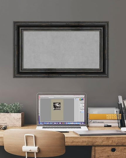 Amanti Art Black Framed Magnetic Board 17x29 Small Vision Board for use with Magnets, 100% Metal Sheet to Display Items as Office Decor or for Home Organization in mudroom, Kitchen or Kids Room