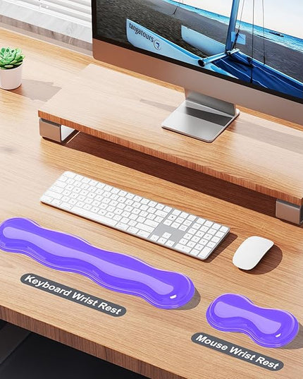 Gel Keyboard and Mouse Wrist Rest Set, Comfort Ergonomic Wrist Support, for Wrist Pain Relief, Computer Keyboard Wrist Rest (Purple)