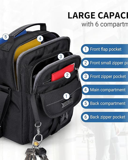 WITZMAN Crossbody Bags for Men Travel Shoulder Bag Lightweight Man Purse Small Casual Messenger Bag for Work Traveling