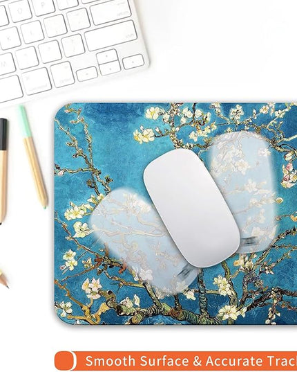 Square Mouse Pad Apricot Flower, Personalized Premium-Textured Custom Mouse Mat Design, Washable Mousepad Cloth, Non-Slip Rubber Base Computer Mouse Pads for Wireless Mouse
