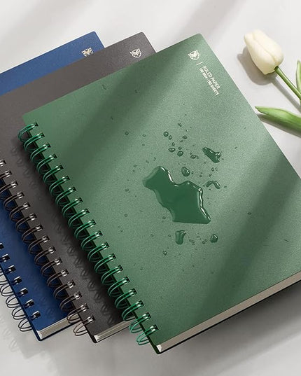 EMSHOI B5 Spiral Notebook College Ruled Lined Journal, Large 7.48" X 10.15", 300 Pages/150 Sheets, 100gsm Thick Paper, Waterproof Hardcover, for Office School Women Men Work Writing Notes, Green