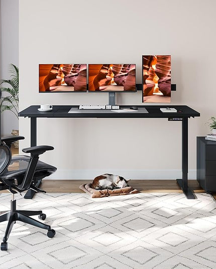 Dual Motor Standing Desk, Large Stand Up Desks, 71x31 Inches Electric Sit Stand Desks, 4 Memory Preset Adjustable Height Computer Table for Home Office with Splice Board (Black)