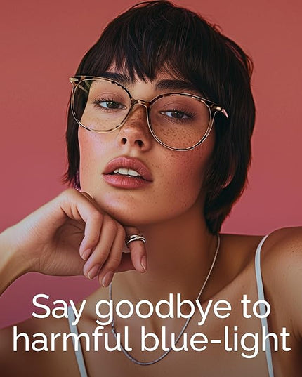 Gaoye Blue Light Blocking Glasses - Trending Round TR90 Frames, Metal Arms, UV400 Protection - Matching Soft Case