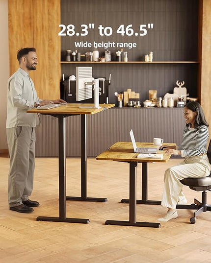 INNOVAR Electric Standing Desk, Adjustable Height Stand up Desks, 63 x 24 Inches Sit Stand up Desk for Home Office Computing, 3-Preset Memory Height Ergonomic Rising Desks, Rustic Brown