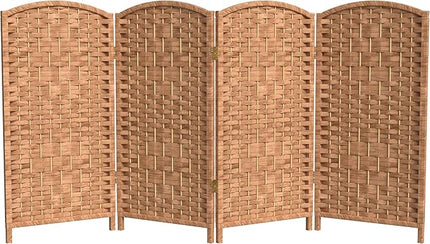 Red Lantern 3 ft. Short Diamond Weave Fiber Folding Screen - Natural - 4 Panel