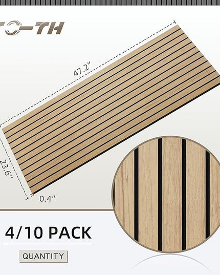 TO-TH Wood-Look Acoustic Panel, 4 Pack 47.2” x 23.6” Soundproof Wall Panels, Decorative Sound Absorbers Large Acoustic Panels for Home, Office, Basement, Teak