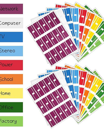 540 pcs Cable Labels, 9 Colors Cord Label, Waterproof Cables Tags, Self Adhesive Wire Labels, Cables Tags Printable for Laser Printer and Handwriting, Electronics Cable Management