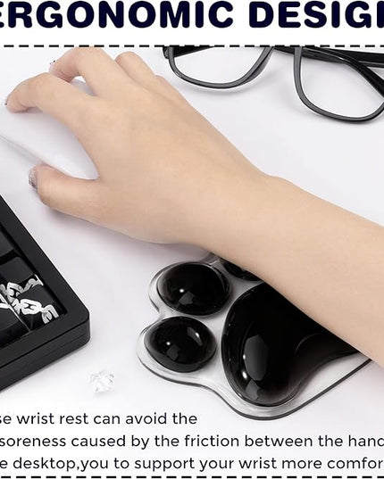 Black Cat Paw Wrist Rest Pad for Mouse Ergonomic, Cute Silicone Wrist Rest Support Cushion Pad Comfort Soft Hand Pain Relief Pad for Home Laptop&Computer
