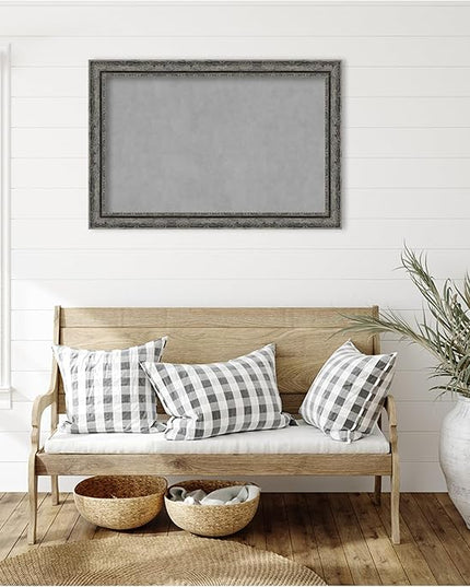 Amanti Art Black Framed Magnetic Board 24x36 Large Vision Board for use with Magnets, 100% Metal Sheet to Display Items as Office Decor or for Home Organization in mudroom, Kitchen or Kids Room