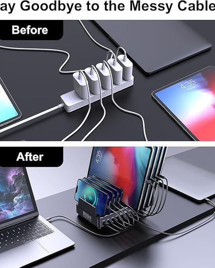 Aftertop 600W USB C Charging Station for Multiple Devices, 10 Ports PD3.1 140W PPS 45W QC60W Fast Charging Block for MacBook Pro Laptop, iPad, iPhone 16 15 Pro Max, Galaxy S24/S23 Ultra etc
