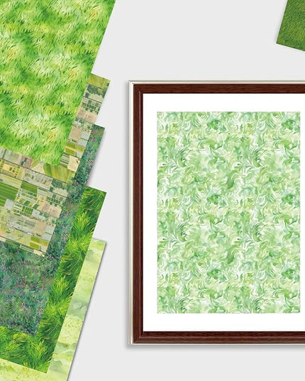 Scrapbook Paper,24 Sheets 6"x 6" Decorative Papers,Single-Sided Vivid Origami Decoupage Paper for Card Making,DIY Album, Hand Account & Travel Diary Craft Projects,Green Grassland
