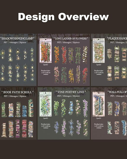 AuriicLeaf Bookish Garden PET Sticker Set, 120PCS Floral and Book Themed Scrapbooking Stickers, Waterproof Stickers for Journal, Diary, DIY Crafts
