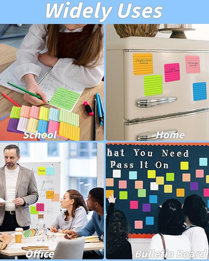 60 Pads Round Corner Lined Sticky Notes 3x3 in Post, 12 Bright Colors Self-Stick Note Pads it, Strong Adhesive Paper Memo Pads, 75 Sheets/Pad, Colored Note Pad Easy to Post for Home, Office, Notebook
