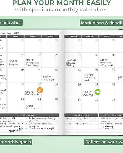 Clever Fox Planner Large – Undated Weekly & Monthly Planner for Productivity, Time Management & Goals – Organizer Journal – 7x10” (Forest Green)