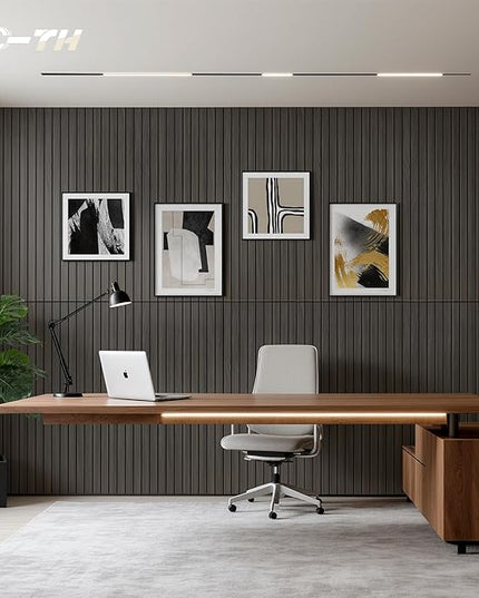 TO-TH Wood-Look Acoustic Wall Panels, 10 Pack 47.2” x 23.6” Acoustic Panels, Decorative Sound Absorbers Sound Dampening Panels for Home, Office, Basement, Rustic Walnut