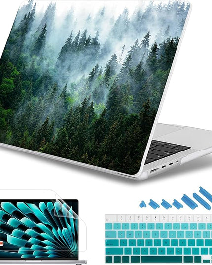 May Chen Case for MacBook Pro 14 inch, Models A2442 A2779 A2918 A2992 A3401 A3185 A3112 A3434, M1 M2 M3 M4 M5 Chip (2021-2025 Release), Plastic Hard Shell Case with Keyboard Cover, Forest