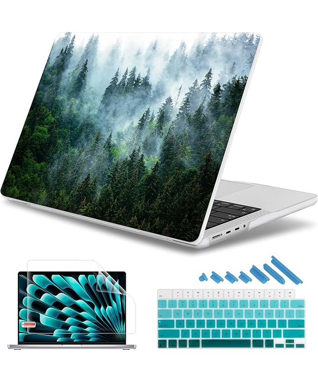May Chen Case for MacBook Pro 14 inch, Models A2442 A2779 A2918 A2992 A3401 A3185 A3112 A3434, M1 M2 M3 M4 M5 Chip (2021-2025 Release), Plastic Hard Shell Case with Keyboard Cover, Forest