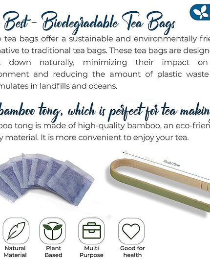 FreshDrinkUS, Premium 55 Tea Bags Blue Butterfly Pea Flowers, 100% Natural and Pure from Butterfly Pea Flowers, Made With Natural Material Tea Bag, No Sugar, No Caffeine, No Gluten, Vegan