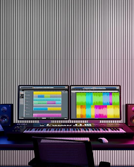 BUBOS 10 Pack Large Acoustic Panels, 48"X 12"X 0.4" Sound Proof Panels for Walls,Decorative Self-Adhesive Acoustical Wall Panels,3D Slat Sound Panels for Home Office Studio (White 01)