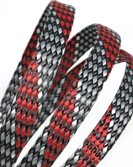 Braided Expandable Cable Sleeve, 25ft PP Cotton and PET Braided Cable Management, Flexible Mesh Wire Loom and Cable Protector for TV, Computer, Home Theater, Automotive (Red Grey White, 1/8")