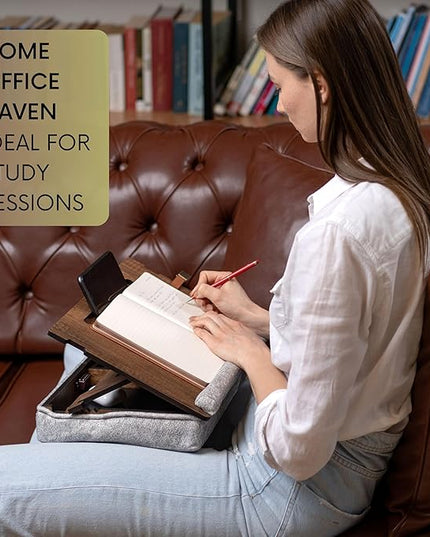 Vigo Wood Lap Desk for Laptop - Laptop Tray with Cushion, Portable Lap Desk for Lap, Adjustable Lapdesk, Couch Lap top Table for Work, Ergonomic Lap top Stand for Bed