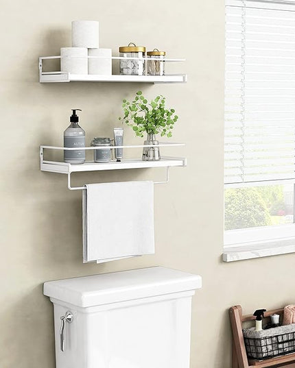 Forbena Bathroom Shelves for Wall Set of 2, White Nursery Floating Book Shelves for Kids Room, Small Wall Mount Bookshelf and Toy Storage Organizer for Baby Toddlers Teens Boys Girls Bedroom