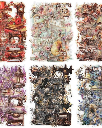 MiyouLuna 240Pcs PET Scrapbook Stickers Vintage Floral Designs for Scrapbooking DIY Crafts Waterproof Journaling Supplies Junk Journal Ephemera with Storage Organizer