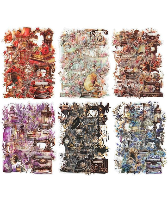 MiyouLuna 240Pcs PET Scrapbook Stickers Vintage Floral Designs for Scrapbooking DIY Crafts Waterproof Journaling Supplies Junk Journal Ephemera with Storage Organizer