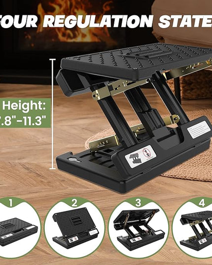 Foot Rest for Under Desk at Work,Height Adjustable Footrest with Massage Roller and Soft Pad,Foldable, Ergonomic fits Office,Home,Travel,Sturdy Metal Frame(Black)
