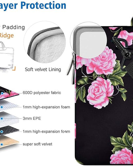 Laptop Shoulder Bag 13 13.3 14 Inch Case Compatible with MacBook Pro 14 2025-2021 M4/M3/M2/M1, Mac Air/pro 13-13.3 Inch and Most Popular 13-14 Notebooks,Spill-Resistant Briefcase,Peony