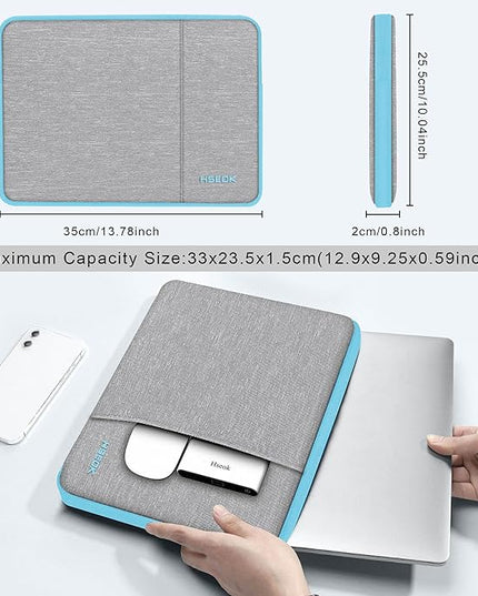 Slim Laptop Case 13.3 14 inch Sleeve, Rainproof & Shockproof Carrying Case for Notebooks Compatible with MacBook Pro 14" and All Models 13.3" MacBook Air/Pro, Most Popular 13"-14" PC,Gray-Blue
