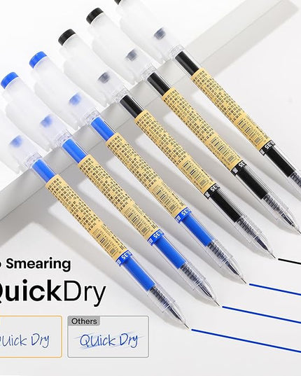 RIANCY 12 Pack Gel Ink Pens (6 Black + 6 Blue), 0.35mm Extra Fine Point Tip, Japanese Style Stationery Quick Dry No Smear No Bleed, Smooth Writing Pen for Journaling Note Taking Office School Supplies