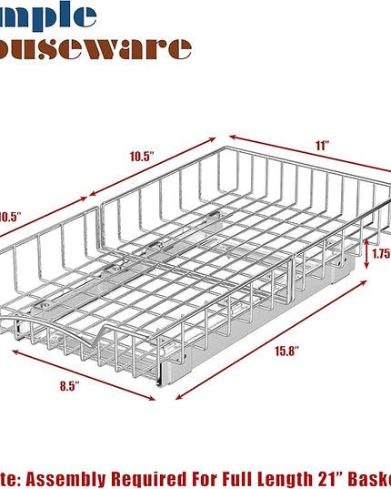 SIMPLE HOUSEWARE Under Cabinet Pull Out Sliding Shelf Drawer Organizer, 21" D x 11" W