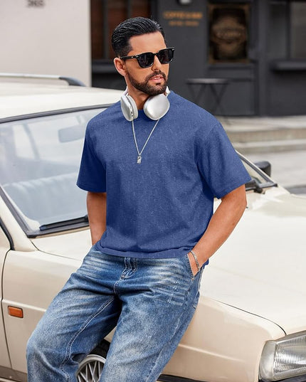 COOFANDY Men's Cotton T-Shirts Oversized Shirt Short Sleeves Streetwear Loose Fit Summer Tee Tops Washed Basic Unisex Shirts