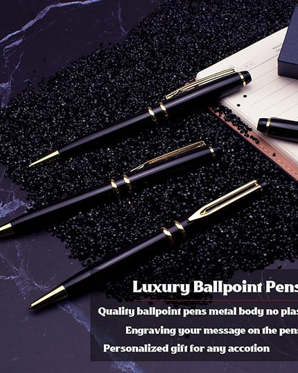 Ancolo Personalized Promotion Pens - Advertising Buesiness Gift Office Writing Set- Engraved with Your Message Name Company Team Name, Phone Number Perfect for Business Men 5 Pens/BOX