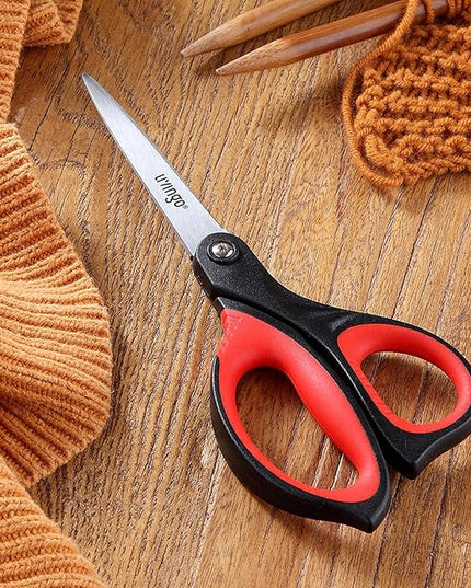 LIVINGO 8.5” Scissors All Purpose - Ultra Sharp Multipurpose 3 Pack Heavy duty Shears for Office, Home, School Sewing and Crafting Cutting Fabric, Paper, Red Comfort Grip