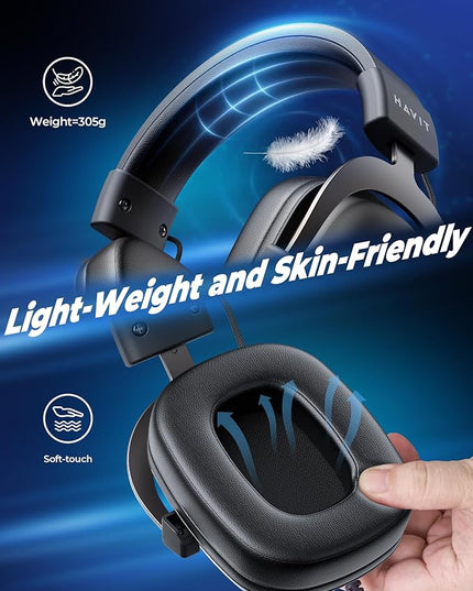 havit H2002d Gaming Headsets for PS4,PC, 53MM Drivers Surround Sound PS5 Headset with Mic Gaming Headphones with Mic Durable Aluminum Frame Valentines Gifts for Men