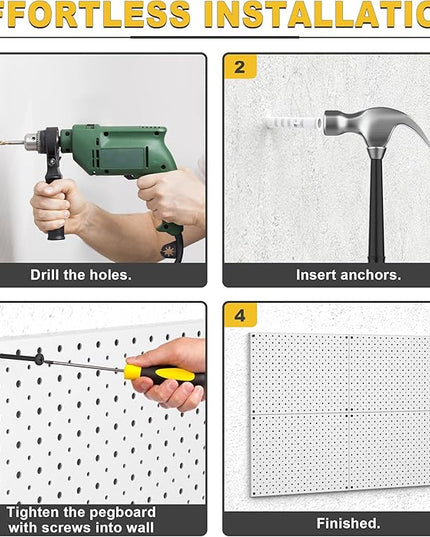 Ultrawall Metal Pegboard Panels, Pegboard Wall Organizer, Peg Boards for Wall, Garage Tool Storage Organization, 12"X16", 4pcs, Gray