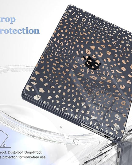 May Chen Case for MacBook Pro 14 inch, Models A2442 A2779 A2918 A2992 A3401 A3185 A3112 A3434, M1 M2 M3 M4 M5 Chip (2021-2025 Release), Plastic Hard Shell Case with Keyboard Cover, Leopard Print