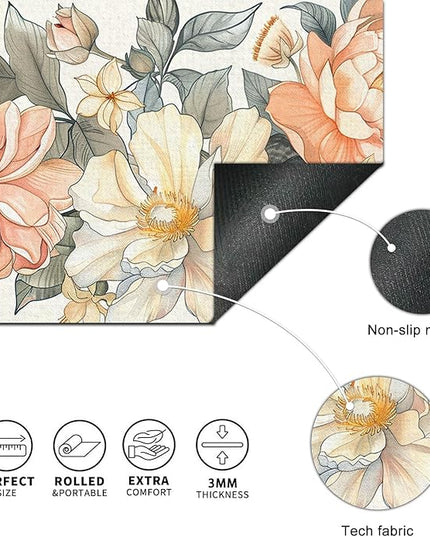 Floral XL Mouse Pad 31.5 x 11.8 Inch Gaming Mousepad Diatomite Large Keyboard Mouse Pad for Home and Office Desk Accessories with Elegant Botanical Bloom Artwork