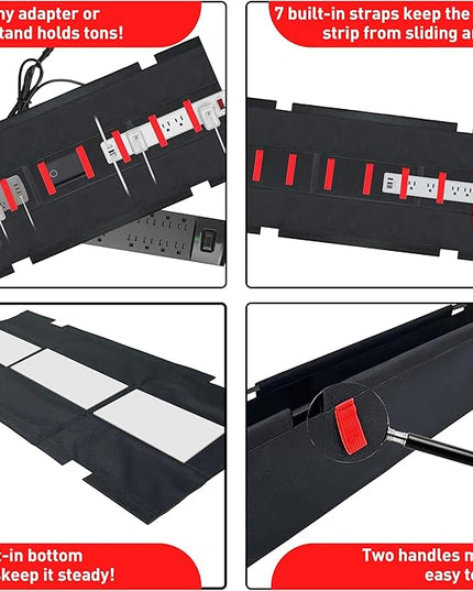 [Upgraded] Under Desk Cable Management, 28" Cord Organizer, with Silicone Pads (No Scratch!), 16 Cable Ties, Washable PE Honeycomb Base,Fits Any Desk 0-2.1", No Stinky Cardboard!Black