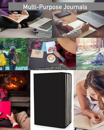 Simply Genius Notebooks - A5, Black, 4-Pack, Hardcover - Dotted Grid Journal for Work & School