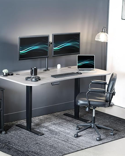 VIVO Electric 63 x 32 in Dual Motor Standing Desk, Memory Height Adjustment, 2B Series, Dark Gray Top Black Frame, DESK-KIT-2B1G